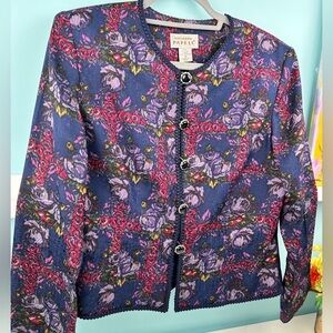 Adrianna Papell 100% silk floral womens jacket, size 10, excellent condition